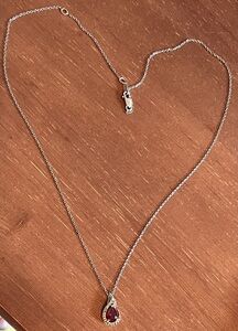 Ruby and white sapphire sterling necklace